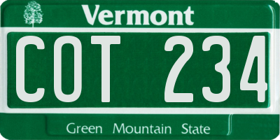 VT license plate COT234