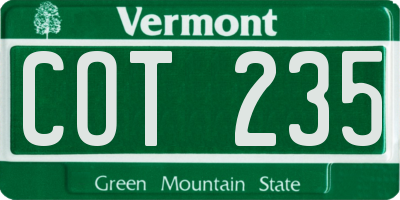 VT license plate COT235