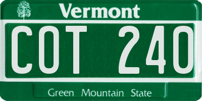 VT license plate COT240