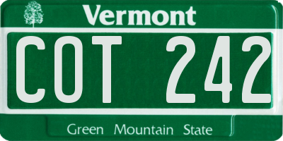 VT license plate COT242
