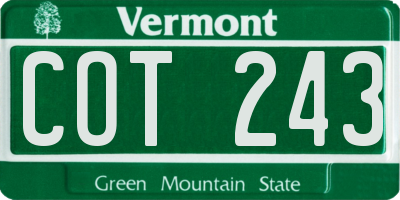 VT license plate COT243