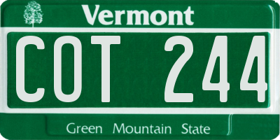 VT license plate COT244
