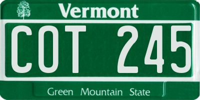 VT license plate COT245