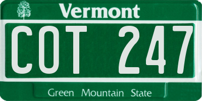 VT license plate COT247