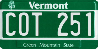 VT license plate COT251