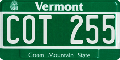 VT license plate COT255
