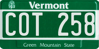 VT license plate COT258