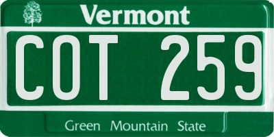 VT license plate COT259