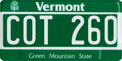 VT license plate COT260