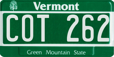 VT license plate COT262