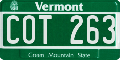 VT license plate COT263