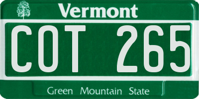 VT license plate COT265
