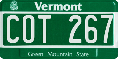 VT license plate COT267