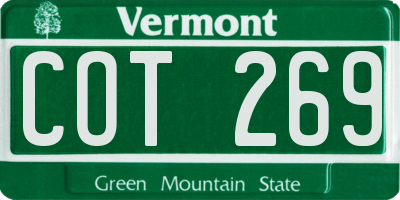 VT license plate COT269