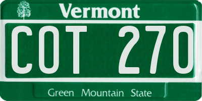 VT license plate COT270