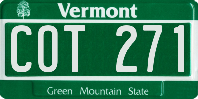 VT license plate COT271