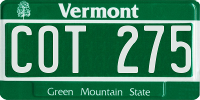 VT license plate COT275