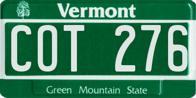 VT license plate COT276