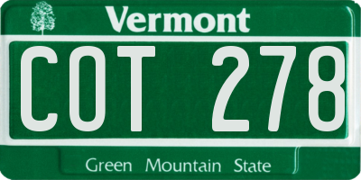 VT license plate COT278