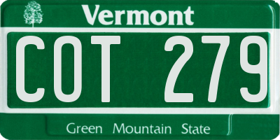 VT license plate COT279