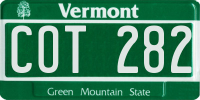VT license plate COT282