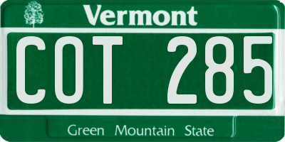 VT license plate COT285