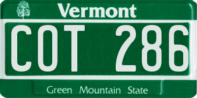VT license plate COT286