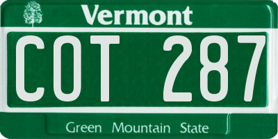 VT license plate COT287