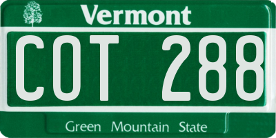 VT license plate COT288