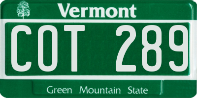 VT license plate COT289