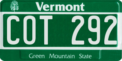 VT license plate COT292