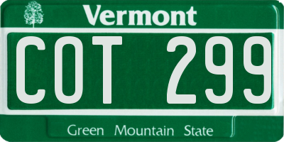 VT license plate COT299