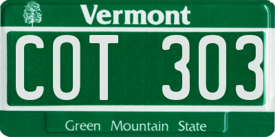VT license plate COT303