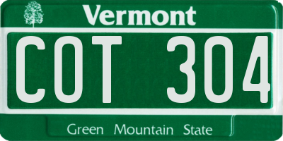 VT license plate COT304