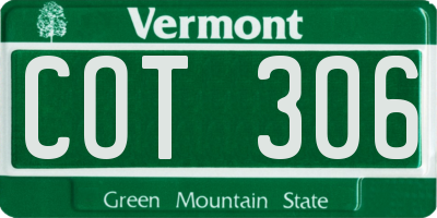 VT license plate COT306
