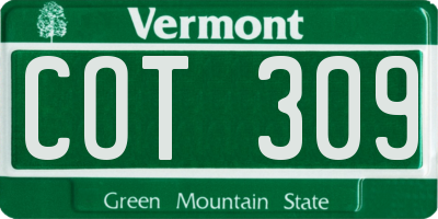 VT license plate COT309