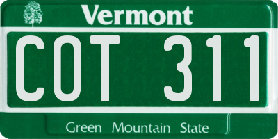 VT license plate COT311