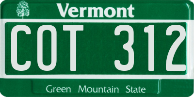 VT license plate COT312