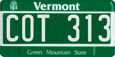 VT license plate COT313