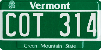 VT license plate COT314