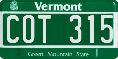 VT license plate COT315