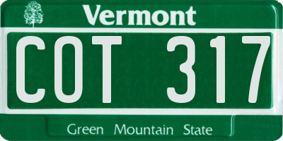 VT license plate COT317