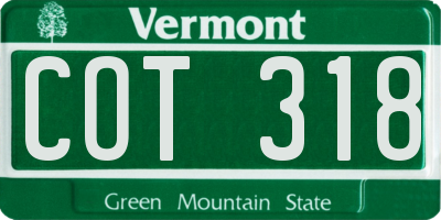 VT license plate COT318