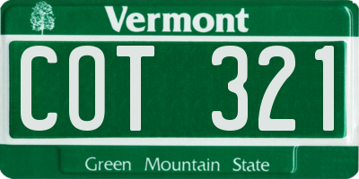 VT license plate COT321