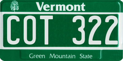 VT license plate COT322