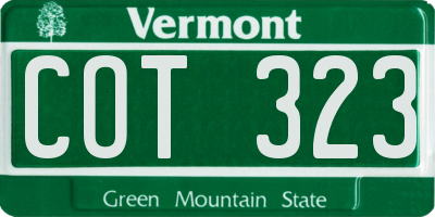 VT license plate COT323