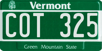 VT license plate COT325