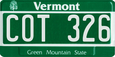 VT license plate COT326