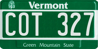VT license plate COT327