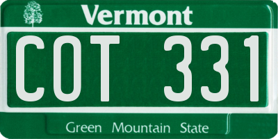 VT license plate COT331